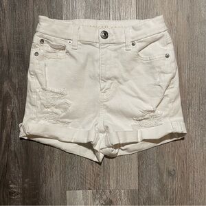 American Eagle Outfitters White Distressed Jean Shorts Size 0